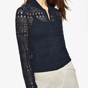 Bcbgmaxazria  lace bomber jacket blue size M